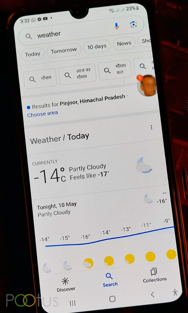 Midnight temperature at Spiti